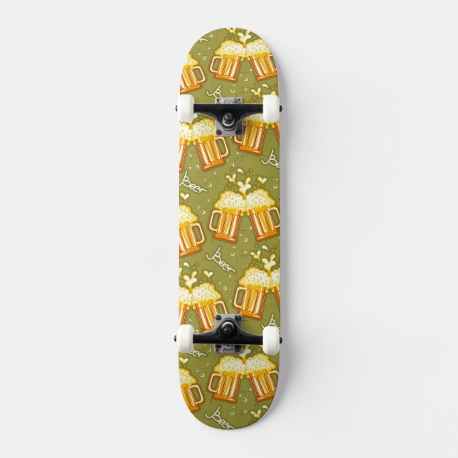Glasses Of Beer Pattern Skateboard (Front)