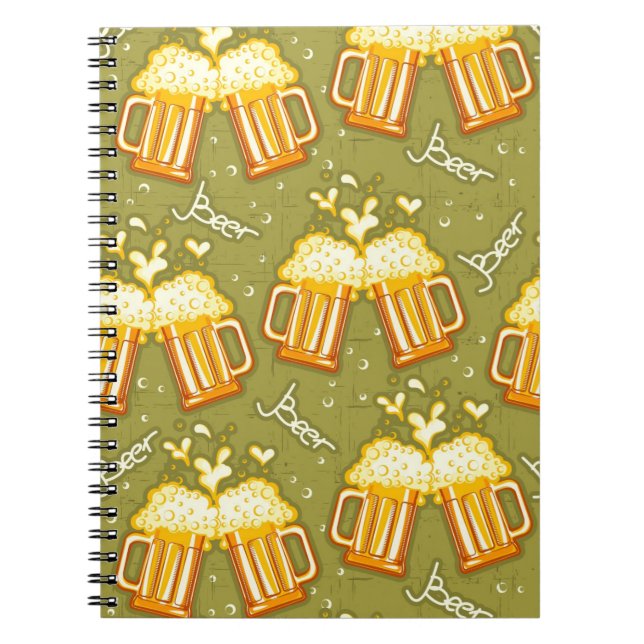 Glasses Of Beer Pattern Spiral Notebook (Front)