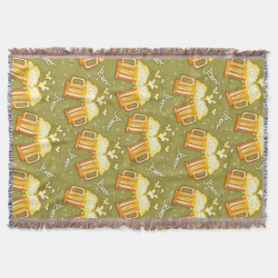 Glasses Of Beer Pattern Throw Blanket