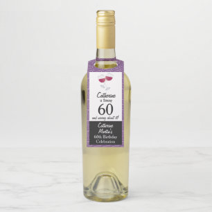 Glasses of Red Wine 60th Birthday Party Bottle Tag