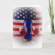 Glasses Of Wine With Bottle Patriotic