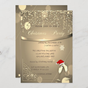 Glasses,Santa Hat,Confetti CompanyChristmas Party Invitation