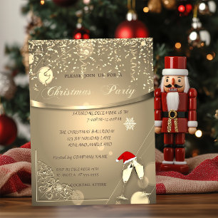 Glasses,Santa Hat,Confetti CompanyChristmas Party Invitation