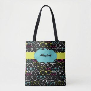 Glasses Spectacles Personalised Tote Bag in Black