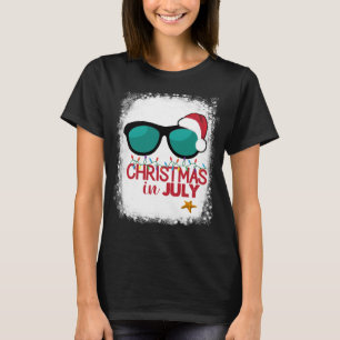 Glasses Tropical Christmas in July Santa Hat T-Shirt