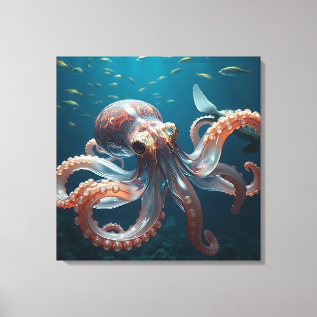 Glasslike Octopus in the Deep Sea Canvas Print (Front)