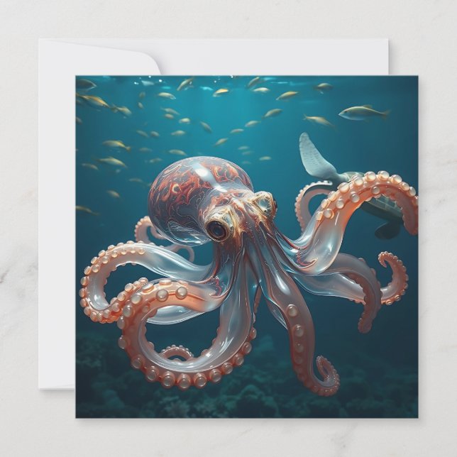 Glasslike Octopus in the Deep Sea Card (Front)