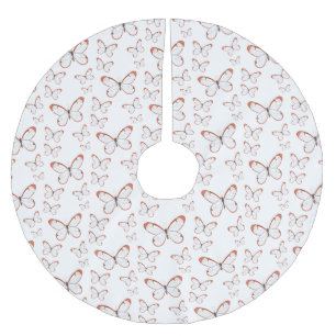 Glasswing butterfly cartoon illustration brushed polyester tree skirt