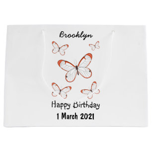 Glasswing butterfly cartoon illustration  large gift bag