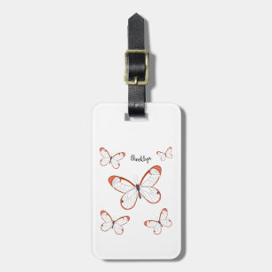 Glasswing butterfly cartoon illustration luggage tag