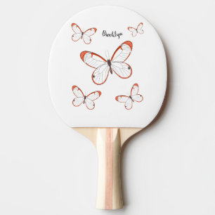 Glasswing butterfly cartoon illustration  ping pong paddle