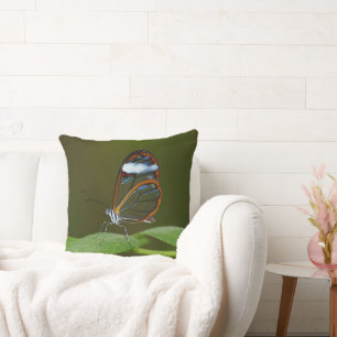 Glasswing Butterfly Throw Pillow