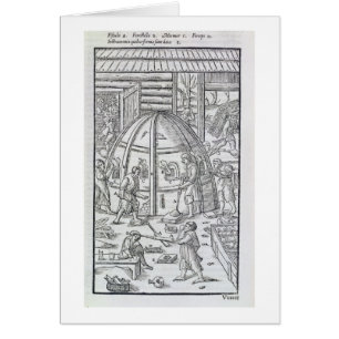 Glassworks, illustration showing the marble furnac