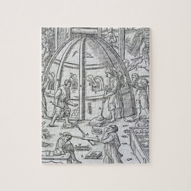 Glassworks, illustration showing the marble furnac jigsaw puzzle (Vertical)