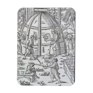 Glassworks, illustration showing the marble furnac magnet