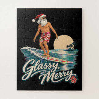 Glassy and Merry Surf Santa Christmas Jigsaw Puzzle