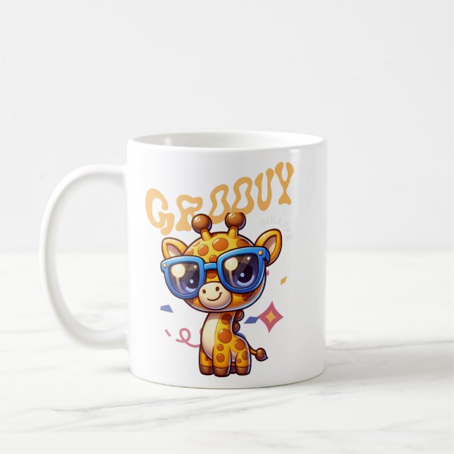 Glassy Dog Cute Character Art Coffee Mug (Left)