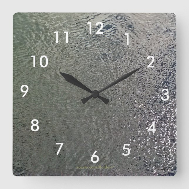 Glassy Water Wall Clock With Numbers (Front)