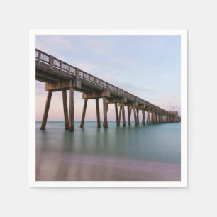 Glassy Waters At Panama City Beach Pier Napkin