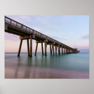Glassy Waters At Panama City Beach Pier Poster