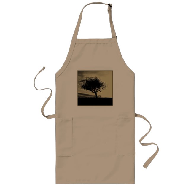 Glastonbury Hawthorn. Tree on Hill. Sepia Colour. Long Apron (Front)