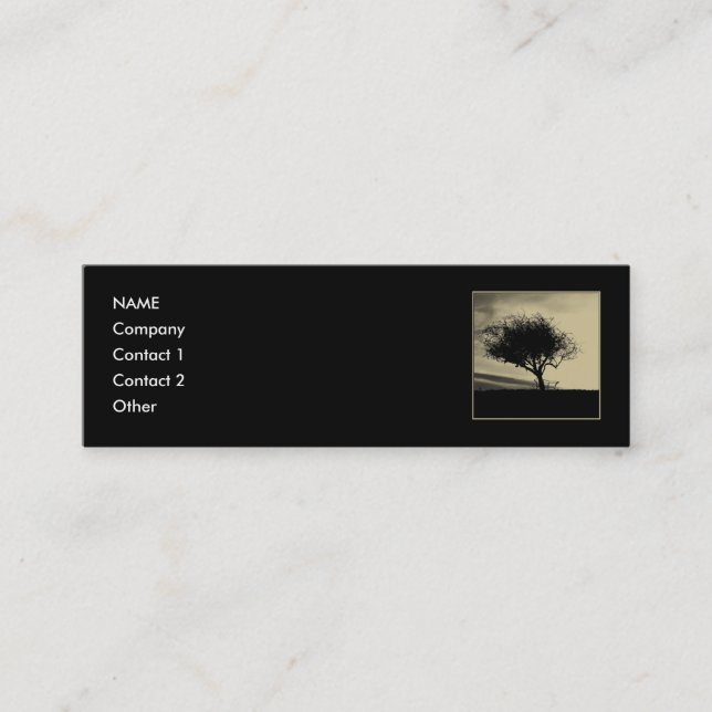 Glastonbury Hawthorn. Tree on Hill. Sepia Colour. Mini Business Card (Front)