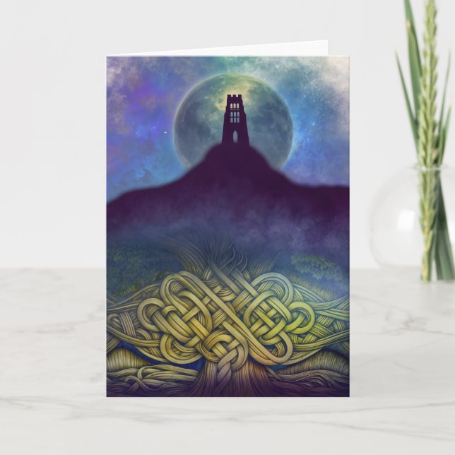 Glastonbury Tor & Celtic Knot Greeting Card (Front)