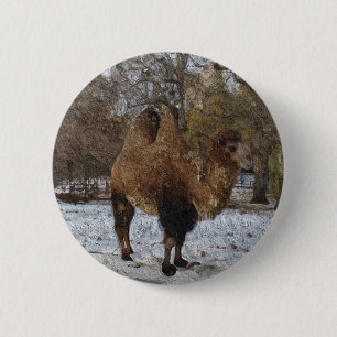 Glazed Camel Art #8083 6 Cm Round Badge