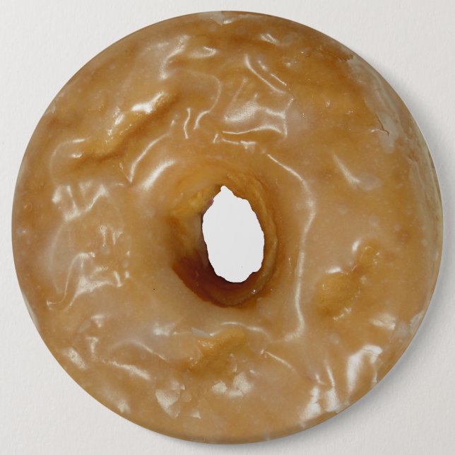 Glazed doughnut doughnut button. 6 cm round badge (Front)