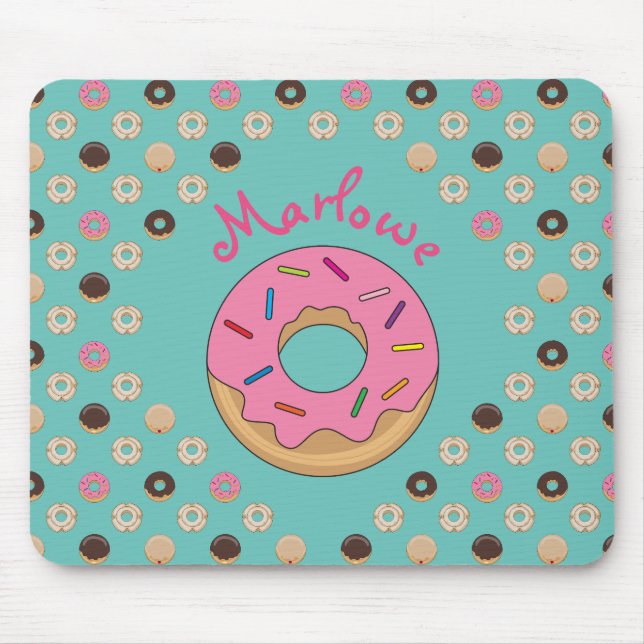 Glazed Doughnuts Custom Name Mouse Pad (Front)