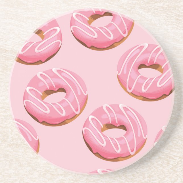Glazed Doughnuts Seamless Background Coaster (Front)