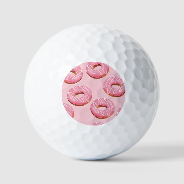 Glazed Doughnuts Seamless Background Golf Balls (Front)