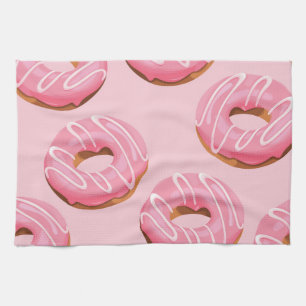 Glazed Doughnuts Seamless Background Tea Towel