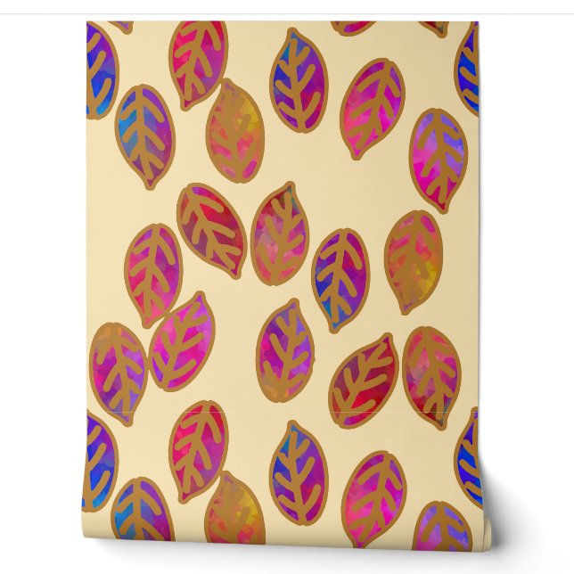 Glazed Leaves in Sunshine Wallpaper (Unrolling)