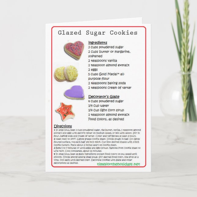 Glazed Sugar Cookies Recipe Card (Front)