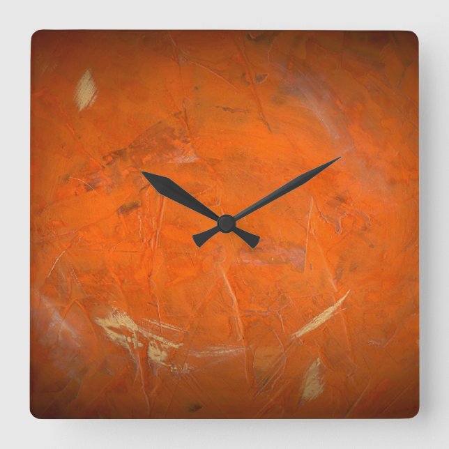 Glazed Terracotta Faux Finish Square Wall Clock (Front)