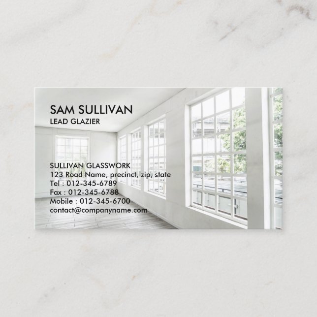 Glazier Glazing Glass Work Business Card (Front)