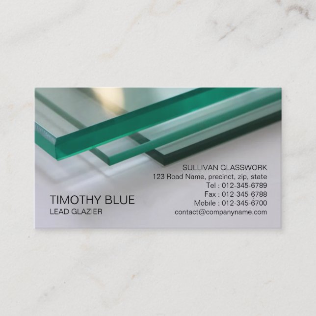 Glazier Glazing Glass Work Business Card (Front)