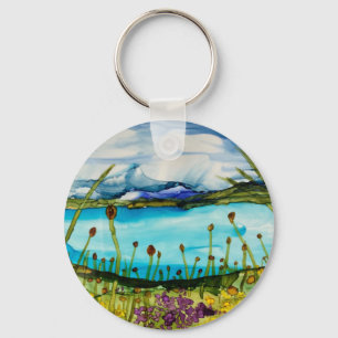 Glazier lake below the mountains key ring