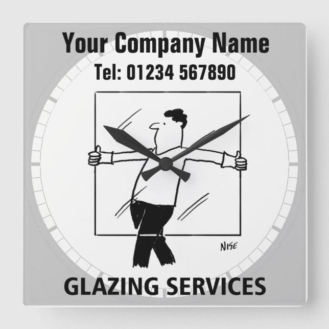 Glazing Services Cartoon Clock (Front)