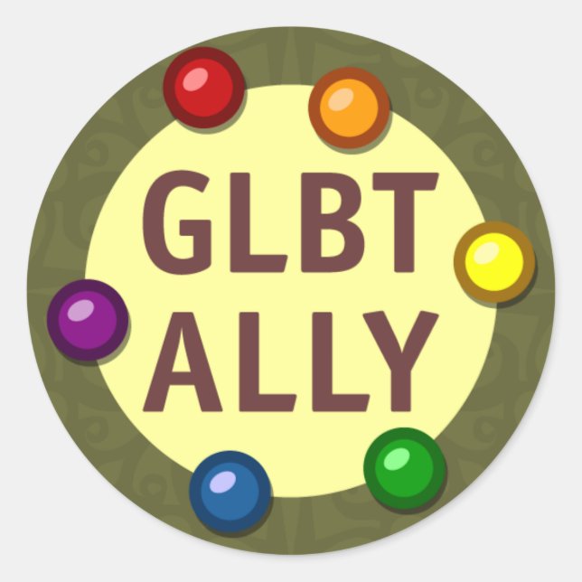 GLBT Ally Baubles Round Sticker (Front)