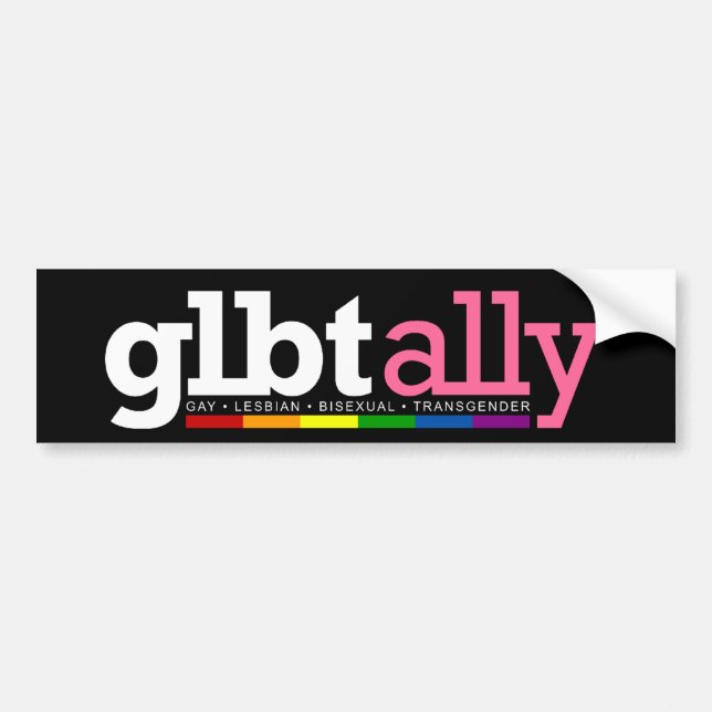GLBT Ally Black Bumper Sticker (Front)