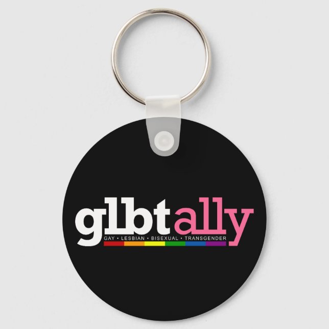 GLBT Ally Black Keychain (Front)