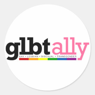 GLBT Ally Round White Sticker