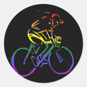 GLBT Pride Bicyclist Classic Round Sticker