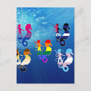 GLBT Pride School of Seahorses Postcard