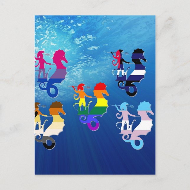 GLBT Pride School of Seahorses Postcard (Front)
