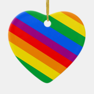 GLBT Pride Stripes 2 Ceramic Tree Decoration