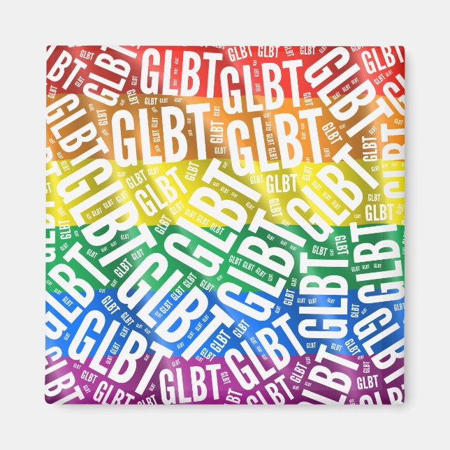 GLBT WORD PATTERN WHITE -.png Magnet (Front)