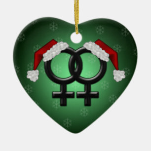 GLBT Xmas - Lesbian Green Ceramic Tree Decoration